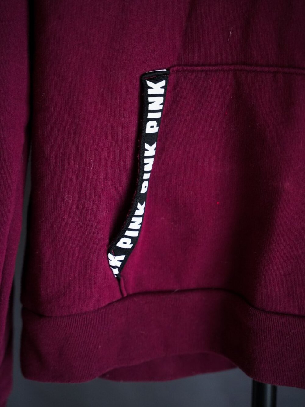 Victoria's Secret PINK Women's Maroon Quarter-Zip Pullover Sweatshirt Large - Picture 9 of 10